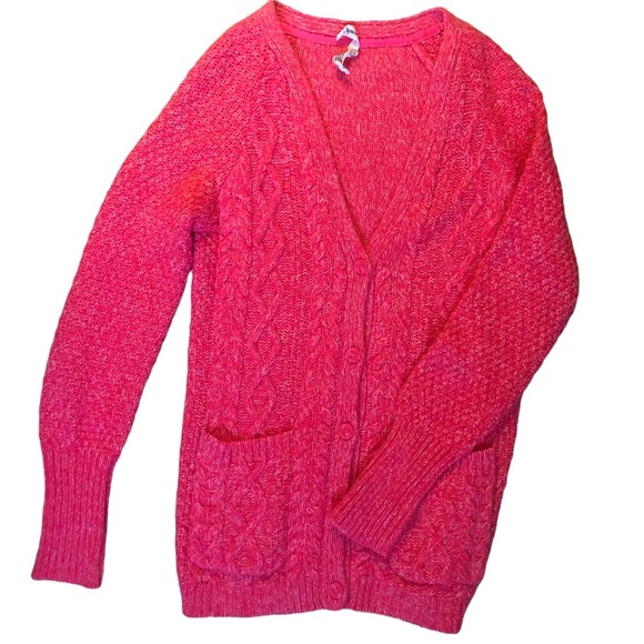 Aeropostale S Pink Cable Knit Cardigan Sweater - Picture 1 of 5